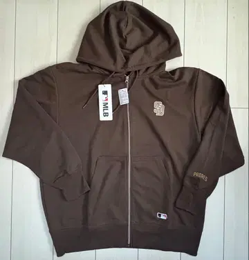 마지막 1점 새상품 L 사이즈 MLB 파드레스 지퍼 후드티 브라운