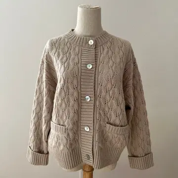 새상품 nop de nod 시스루 니트 가디건 쉘 버튼