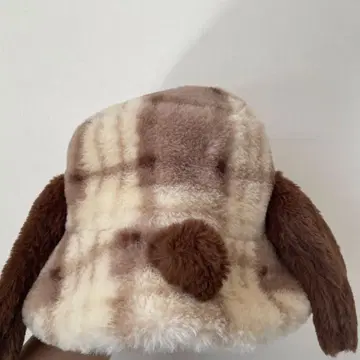 스누피 체크 무늬 햇