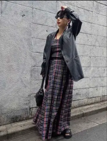 컨디션 최상 아메리빈티지 체크 셋업 드레스