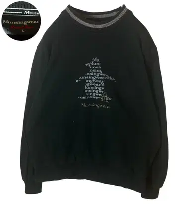 90s 구제 의류 일본제 데상트 먼싱웨어 빅 로고 블랙 맨투맨