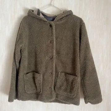 INTHEMARKET 후드 부착 올리브 그린 보아 자켓 M 사이즈