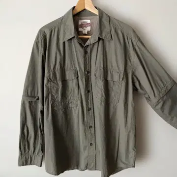 Eddie Bauer 카키 긴팔 워크 셔츠 XL