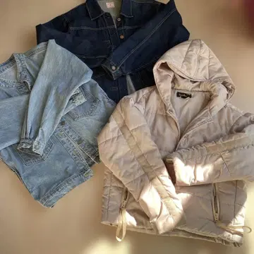 데님 자켓과 다운 자켓 3종 세트