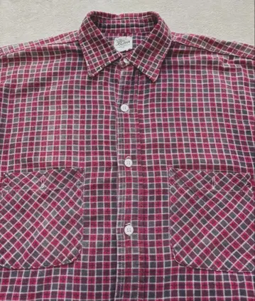 60s Beltex 올 코튼 프린트 플란넬 셔츠 좋은 배색 프리넬