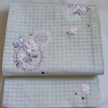 꽃무늬 자수 교토 후쿠로 오비 크림색 SEIKOMATSUDAkimono