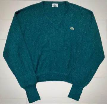 짙은 녹색 90s Lacoste USA제 v넥 니트