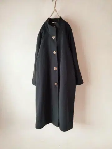 새상품급 이탈리아제 다크 그린 래글런풍 롱 코트 캐시미어 혼방