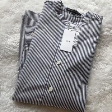 23구 밴드 카라 스트라이프 셔츠 블루 38