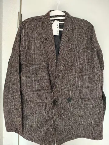 DAYCLOSET 소매 슬릿 글렌체크 테일러드 자켓 브라운