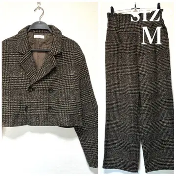 셋업 숏 기장 테일러드 자켓 슬랙스 브라운