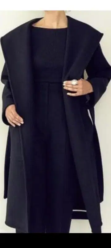 sea 시 울100% 리버 가운 코트 롱 기장 블랙 신마이