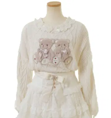 트윈 베어 니트탑 화이트