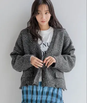 [ LOWRYS FARM ] 믹스 크러쉬 숏 가디건