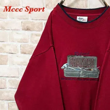[ 레어 ] Mccc Sport 맨투맨 와펜 자수 빅 로고 레드 L