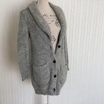 그레이 리브 롱 가디건 M