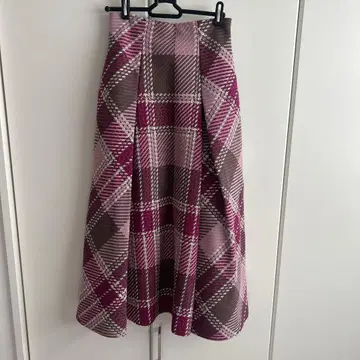 택 포함 미사용 새상품 snidel 로빙 체크 플레어 스커트 핑크