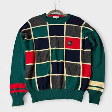 LACOSTE 체크 무늬 스웨터 골프 남성용