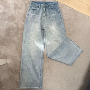 [ 새상품 ] 스톤 장식 데님 샤기