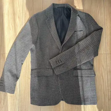 브라운 체크 무늬 테일러드 자켓