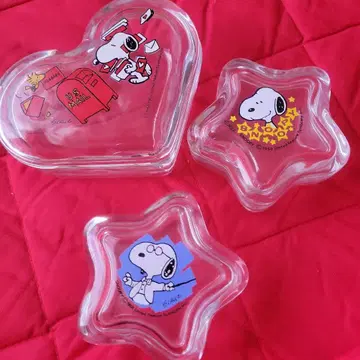 스누피! 80년대 유리 소품함 3개