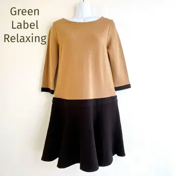 Green Label Relaxing 바이컬러 7분 소매 원피스 38
