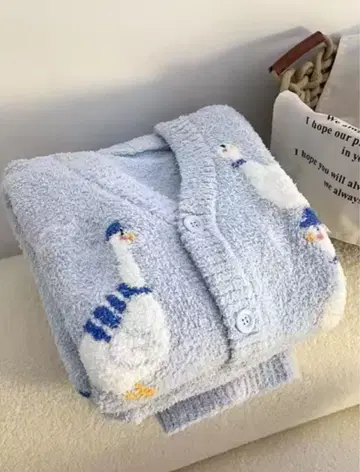 오리 자수 스카이블루 포근포근 룸웨어 택 포함 새상품