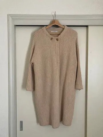 PARICI 베이지 화이트 니트 코트 롱 가디건