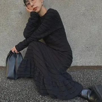 아메리빈티지 트위드 조 롱 원피스 블랙 S