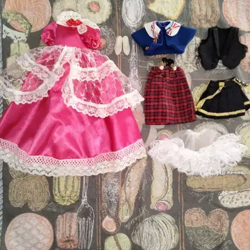 쇼와 레트로 인형 의상 6종 세트 핑크 드레스 화이트 슈즈 리카짱