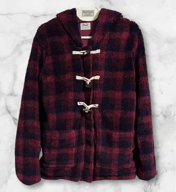 Cameo 플리스 자켓 빨간색과 네이비 체크