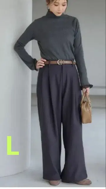 다나카 리나 mysa 다크 그레이 와이드 팬츠 L 사이즈