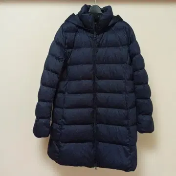 새상품급 유니클로 네이비 후드 부착 롱 다운 자켓