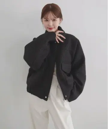 ayu x LIAN 스탠칼라 컬 샤기 블루종