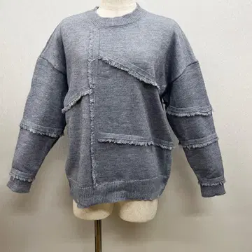 TRUBE 2025 신상 M~L 프린지 니트 풀오버 그레이