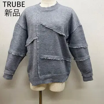 TRUBE 2025 신상 M~L 프린지 니트 풀오버 그레이