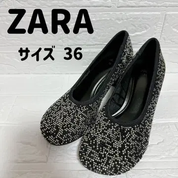 ZARA 비쥬 펌프스 사이즈 36 블랙 실버