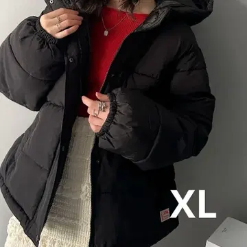 JaVa 자바 숏 기장 후드 부착 충전솜 페이크 다운 XL 미사용 새상품