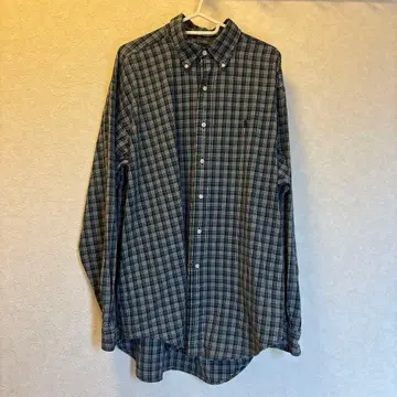그린 계열 체크 버튼 다운 셔츠 L 사이즈