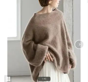 [택 포함] 노블 퍼 니트 오프숄더 풀오버 브라운 NOBLE