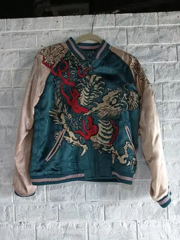 드래곤 자수 스카잔 터콰이즈 리버서블