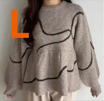 새상품 시마무라 yuna 뉘앙스 니트 풀오버 베이지 L