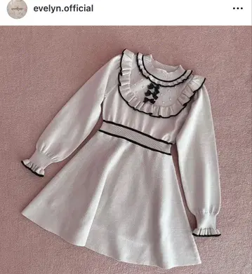 evelyn 에블린 바이컬러 프릴 OP 원피스 핑크