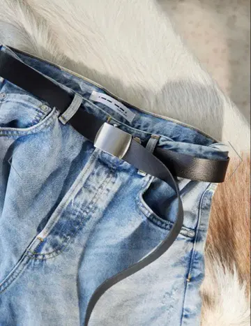 Whim Gazette [ Hoaw. ] 가죽 GI 벨트 블랙 x 실버