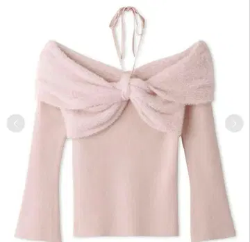 SNIDEL 스나이델 오프숄더 리본 니트 핑크