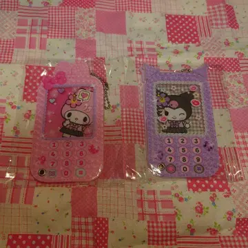 새상품 커스텀 아크릴 참 휴대폰 마이멜로디 쿠로미 2개 세트