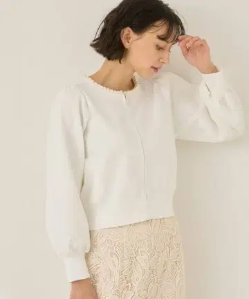 ANAYI 펄 장식 화이트 가디건