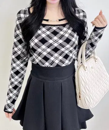 INGNI 펄 비트 체크 니트