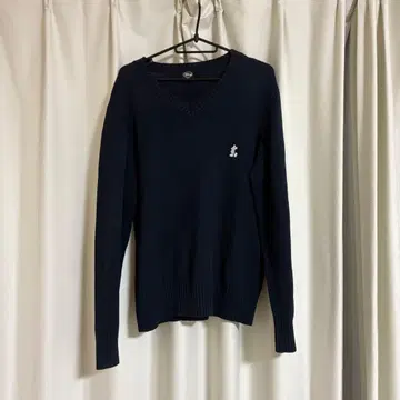 스쿨 스웨터 네이비 V넥 니트 미키 Disney 빅