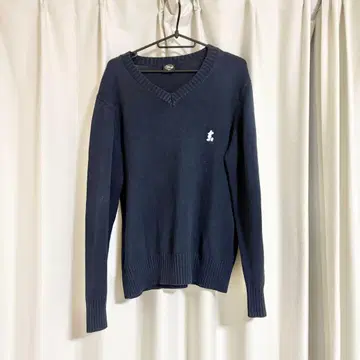 스쿨 스웨터 네이비 V넥 니트 미키 Disney 빅